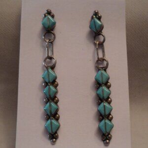 Zuni Sterling Silver and Turquoise Earrings